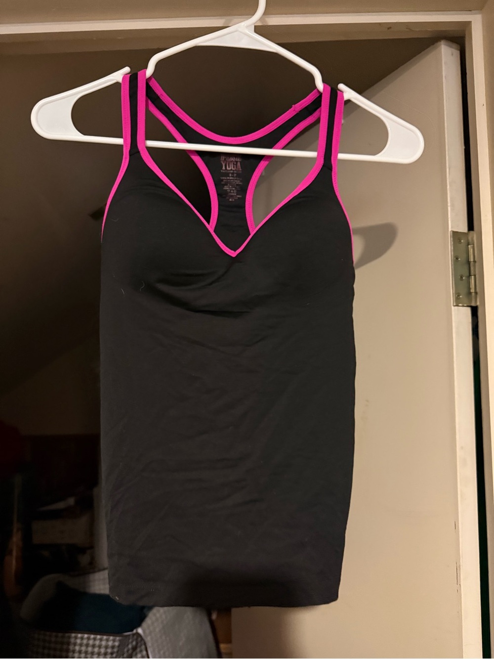 PINK Victoria's Secret Black Camisole with Hot Pink Trim
